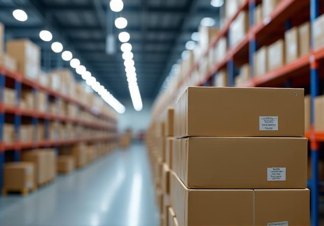 Paquetes listos para distribución en un centro de logística para e-commerce